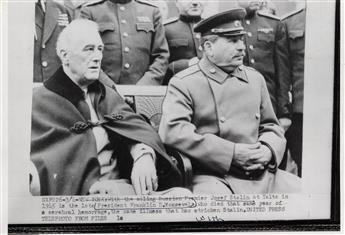 (YALTA) A suite of 7 photographs from the Yalta Conference with Winston Churchill, Franklin D. Roosevelt, and Joseph Stalin.
